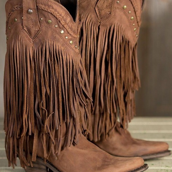 liberty black boots fringe